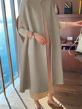 Momentlover Simple Sleeveless Solid Color Round-Neck Cape Outerwear