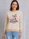 Momentlover Butterfly Round Neck Dropped Shoulder Sweatshirt
