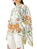 Momentlover Batwing Sleeves High-Low Buttoned Flower Print Mock Neck Blouses&Shirts Tops