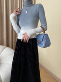 Momentlover Gradient Skinny Long Sleeves High-Neck Sweater Tops Pullovers