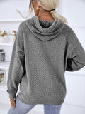 Momentlover Texture Drawstring Long Sleeve Hooded Sweater