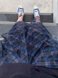 Momentlover Plaid High-Waisted Loose Irregularity Skirts Bottoms