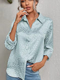 Momentlover Urban Leopard Long Sleeves Lapel Blouse