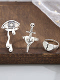 3 Pieces Heart Shape Hollow Rings Accessories