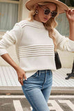 Momentlover Round Neck Openwork Long Sleeve Pullover Sweater