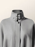 Momentlover Batwing Sleeves High-Low Split-Joint High-Neck Cape Woolen Coat