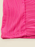 Momentlover Split-Joint Solid Color Pleated Skinny Long Sleeves Round-Neck Mini Dresses