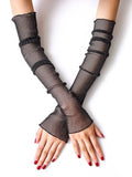momentlover Sun Protection Mesh Solid Color Sleevelet