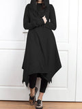 Momentlover Irregular Clipping Long Sleeves Solid Color Hooded Outerwear