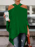 Momentlover Casual High-Low Hollow Solid Color Blouses&Shirts Tops
