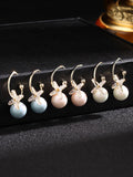 3 Colors Simple Geometry Pearl Earrings