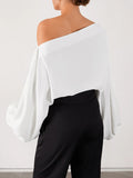 Momentlover Simple Loose 3 Colors Solid Color Puff Sleeves T-Shirt