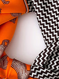 Momentlover Striped Animal Printed Square Scarf