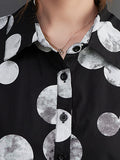 Momentlover Polka-Dot Short Sleeves Loose Lapel Midi Dresses