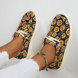 themeisles - Black Casual Patchwork Printing Round Comfortable Shoes