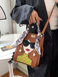 Momentlover Split-Joint Printed Figure Handbags Crossbody Bags Bags