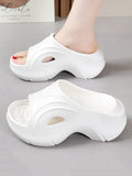 Momentlover Solid Color Hollow Slippers Platform Shoes
