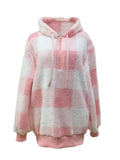 Momentlover Plaid Half Zip Drawstring Hoodie