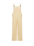 Momentlover Solid Color Wide Leg Loose Square-Neck Overalls