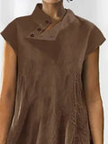 momentlover Cap Sleeve Wide Leg Stand Collar Jumpsuits