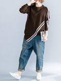 Momentlover Striped Loose Long Sleeves Round-neck Hoodies&Sweatshirt