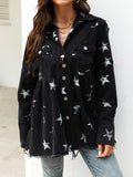 Long Sleeves Loose Fringed Pleated Split-Joint Lapel Outerwear