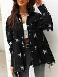 Long Sleeves Loose Fringed Pleated Split-Joint Lapel Outerwear