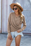 Momentlover V Neck Wrap Front Knitted Top