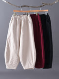 Momentlover Casual Loose Keep Warm Elasticity Solid Color Casual Pants Bottoms