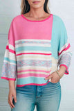Momentlover Printed Round Neck Dropped Shoulder Pullover Sweater