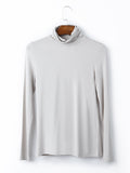 Momentlover Simple Long Sleeves Skinny Solid Color High-Neck T-Shirts