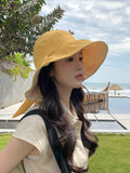 Momentlover Split-Joint Pleated Bowknot Sun Hat Fisherman Hat