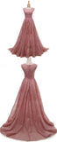 lemongor Pink Lace Prom Dresses 2018, Pink Party Gowns, Prom Dresses