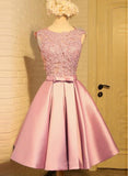 lemongor Pink Satin Short Homecoming Dress , Cute Party Dress, Formal Dresses