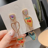 Momentlover Fairy Glass Heart Drop Earrings