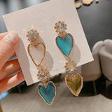 Momentlover Fairy Glass Heart Drop Earrings