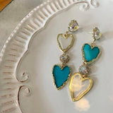 Momentlover Fairy Glass Heart Drop Earrings