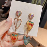 Momentlover Fairy Glass Heart Drop Earrings