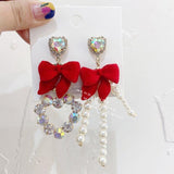 Momentlover Heart Bow Drop Earrings