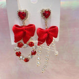 Momentlover Heart Bow Drop Earrings