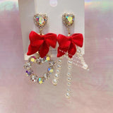 Momentlover Heart Bow Drop Earrings