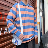 Momentlover Men Polo Shirt Men's Casual Cotton Male Oversized Top Tees Autumn Long Sleeve Turn-down Collar Loose Polo Shirts