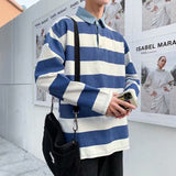 Momentlover Men Polo Shirt Men's Casual Cotton Male Oversized Top Tees Autumn Long Sleeve Turn-down Collar Loose Polo Shirts