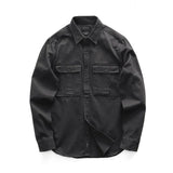 Momentlover Male Cargo Work Shirts New 100% Cotton Military Shirt Men Long Sleeve Casual Dress Ami Kaji American Retro Shirt