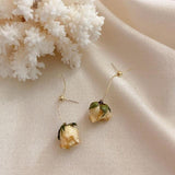 Momentlover Preserved Rose Bud Raindrop Flower Drop Stud Earrings