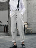 Momentlover Vintage One-Shoulder Multi-Buckle Jumpsuit