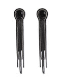 Momentlover Tasseled Rhine Stones Geometric Drop Earrings