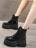 Momentlover Split-Joint Lace-Up Platform Shoes Dr. Martens Boots Boots
