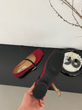 Momentlover Square-Toe Split-Joint Shallow Cut Round Cut Contrast Color Mary Janes