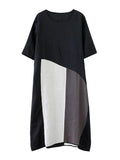 Momentlover Artistic Retro Split-Joint Cropped Dress